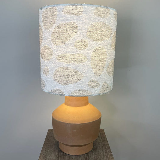 Inna Natural Urn Terracotta Table Lamp with Bodie Ecru Boucle Shade