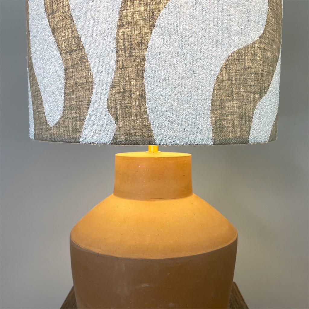 Inna Natural Urn Terracotta Table Lamp with Sigrid Birch Boucle Shade