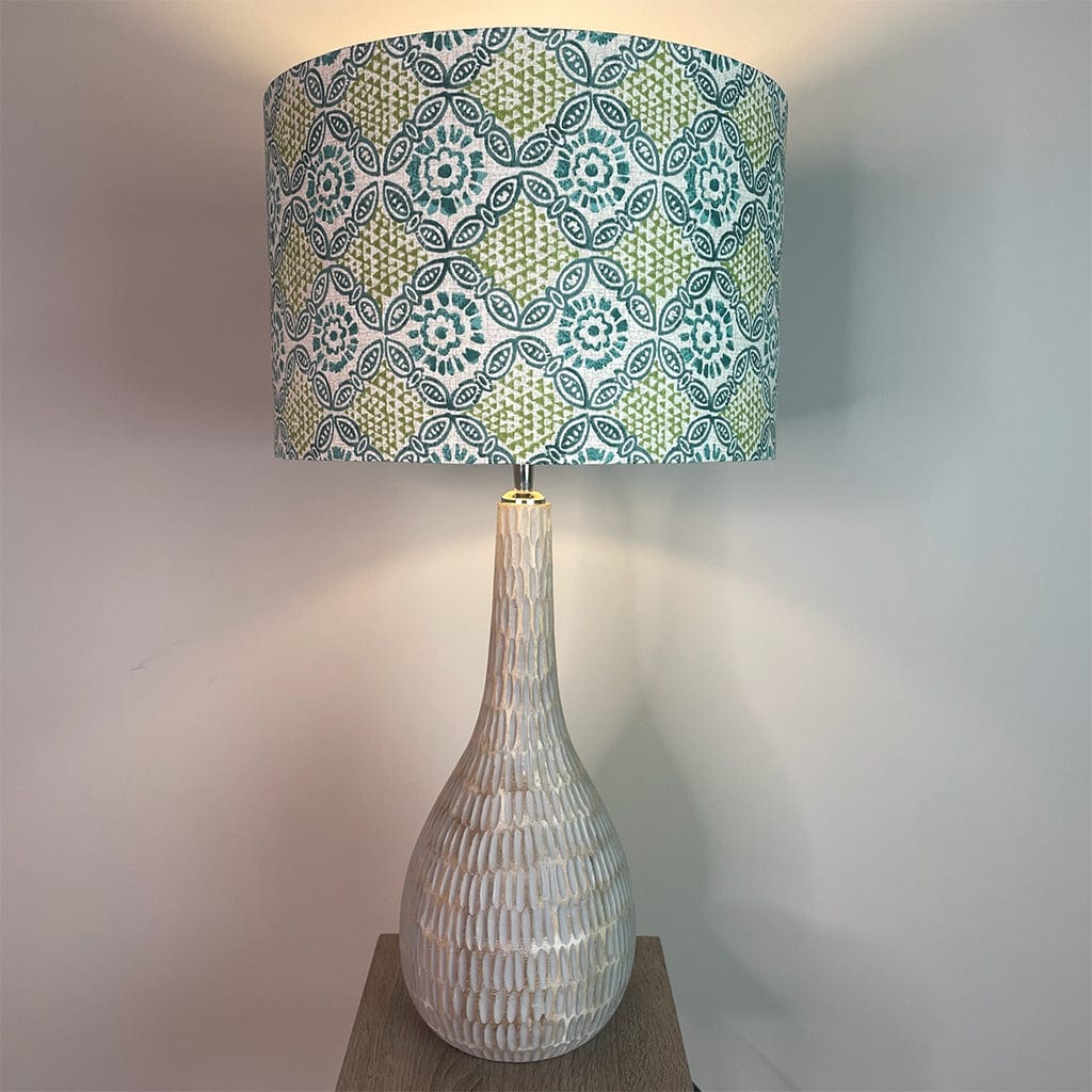 Ioan Grey Engraved Table Lamp with Stardust Opal Shade