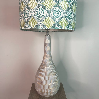 Ioan Grey Engraved Table Lamp with Stardust Opal Shade