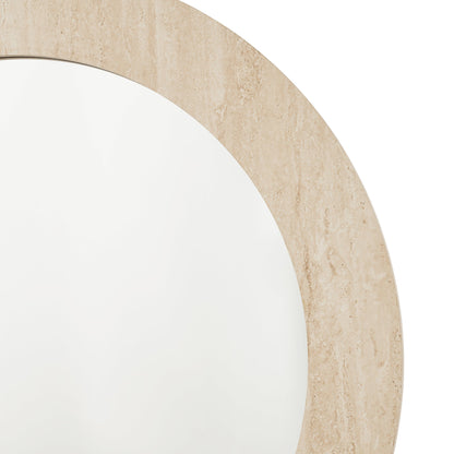Close-up of a wooden circular frame on a white background