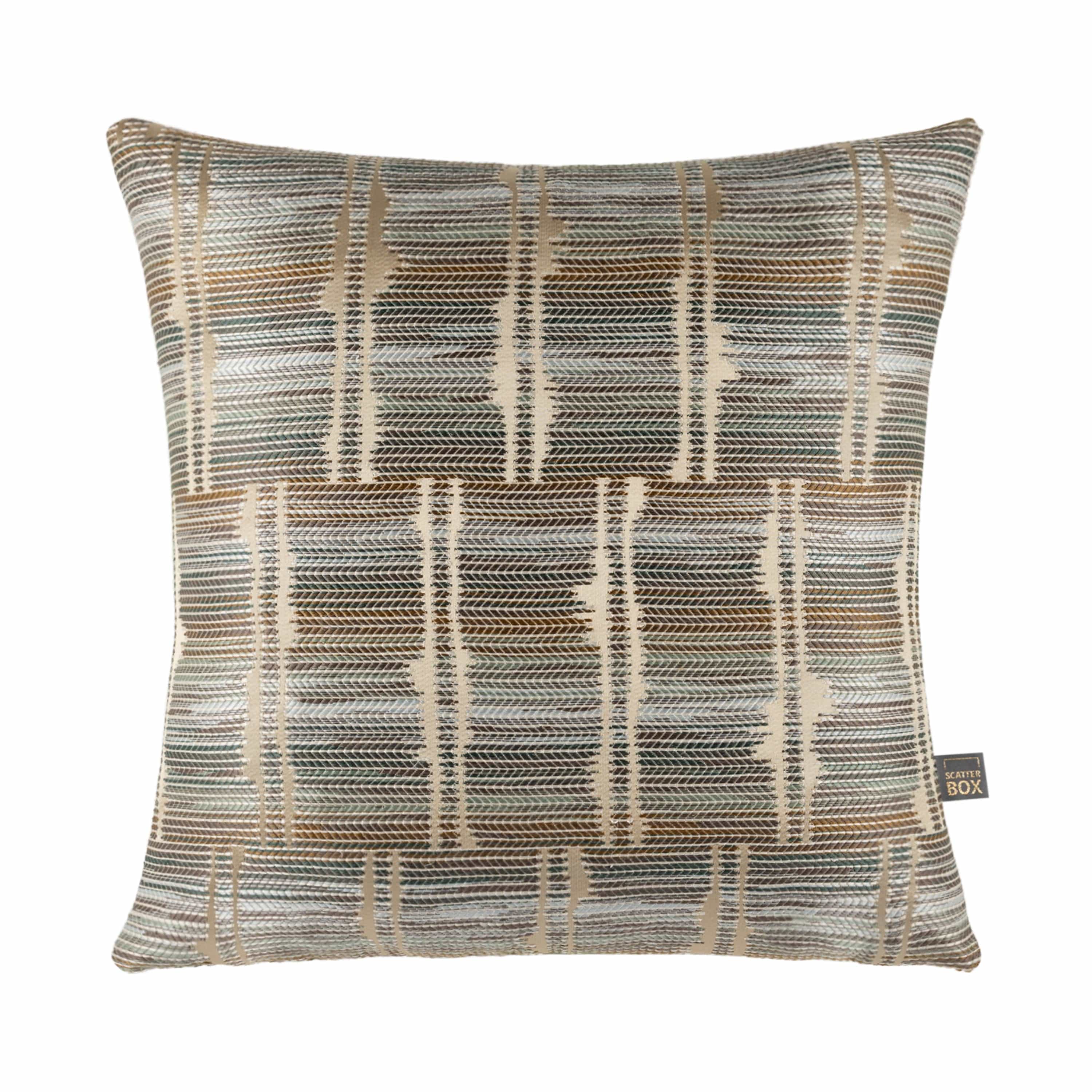 Decorative pillow with a geometric pattern on a white background