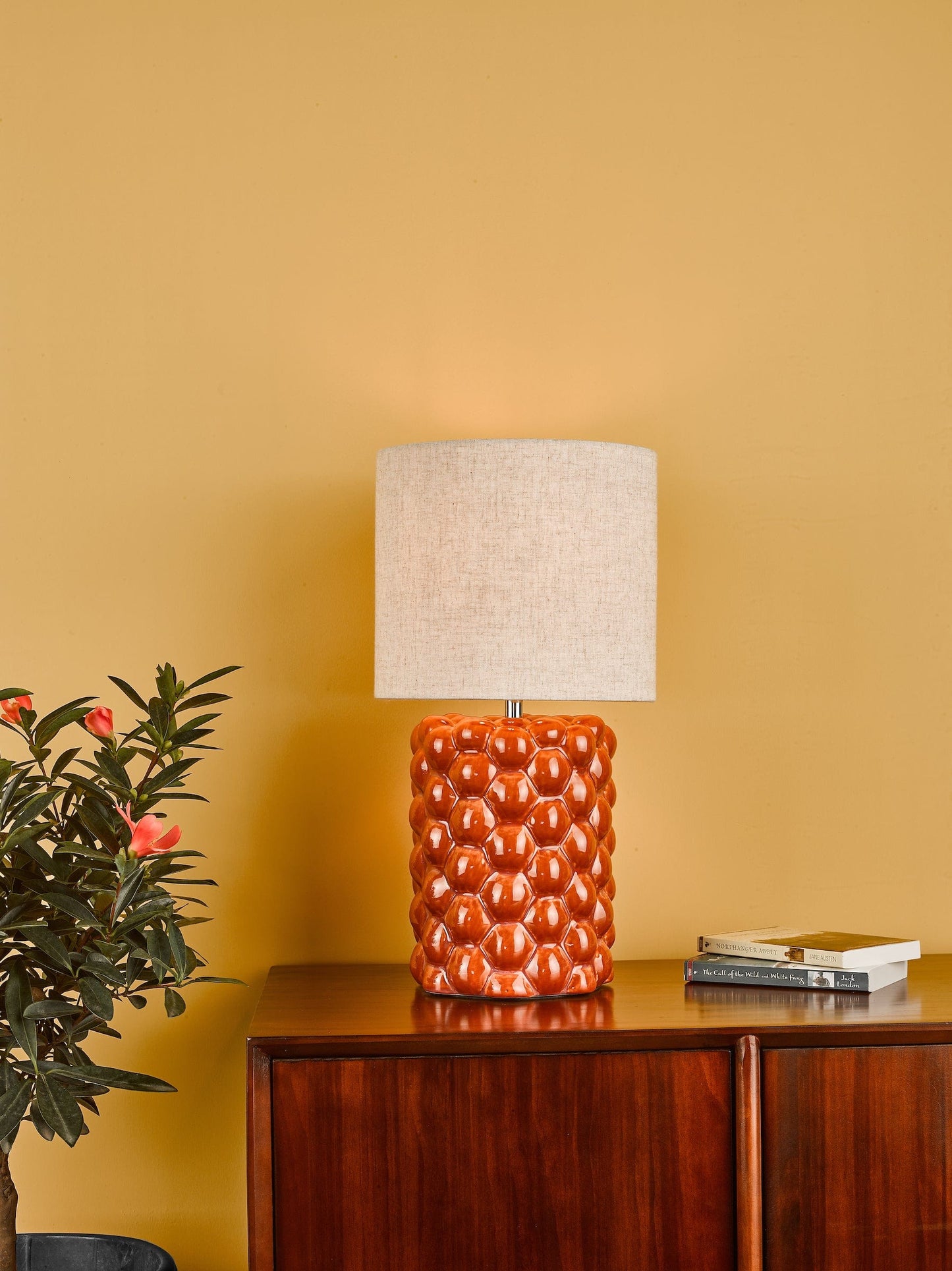 Jaffa Orange Glaze Table Lamp With Shade