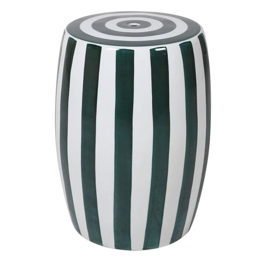 Green Stripe Ceramic Stool