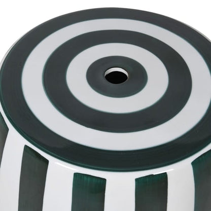 Green Stripe Ceramic Stool