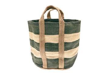 Slate Blue & Natural Jute Storage Basket