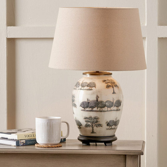 Jenny Worrall Guinea Fowl Medium Oval Table Lamp