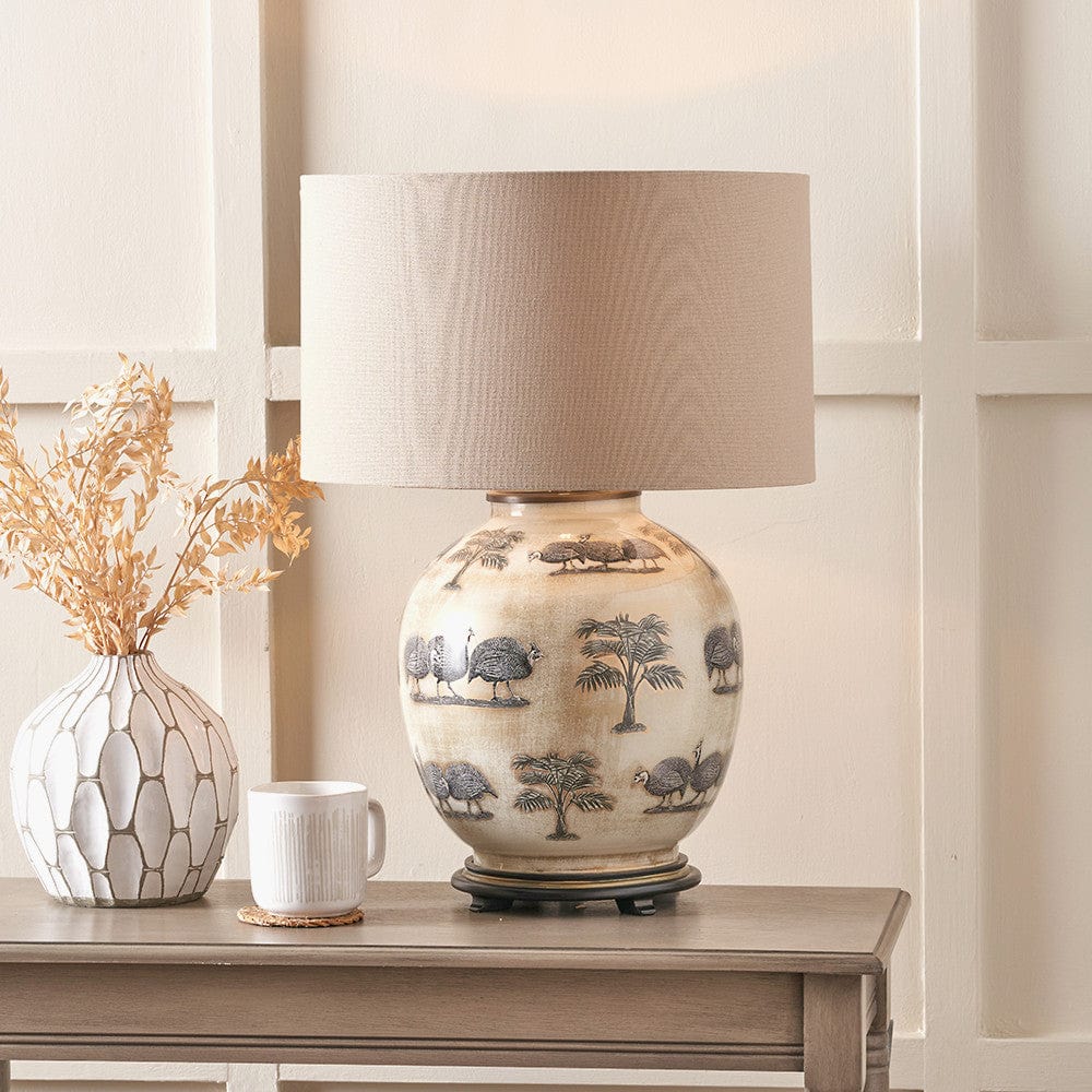 Jenny Worrall Guinea Fowl Large Round Table Lamp