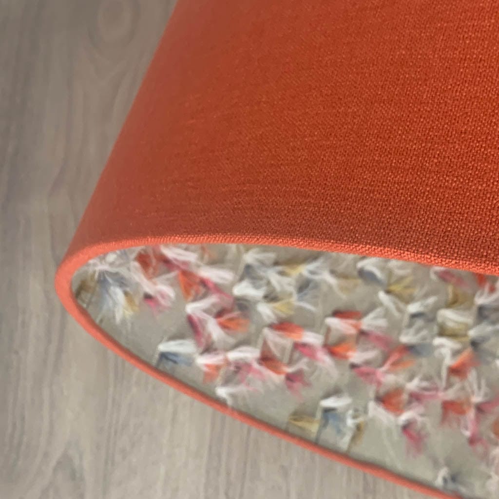 Jaffa Orange Pendant Shade with Fluffy Rainbow Lining