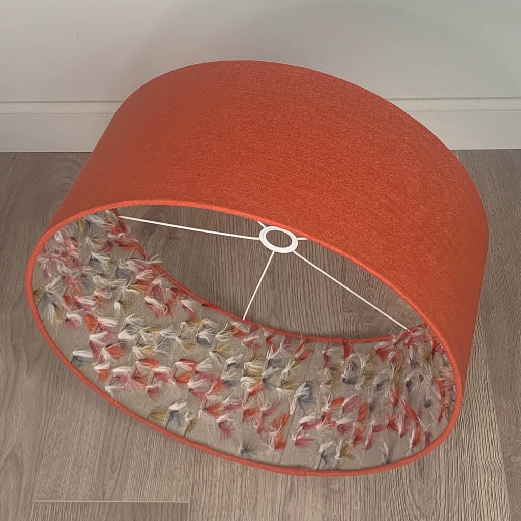 Jaffa Orange Pendant Shade with Fluffy Rainbow Lining