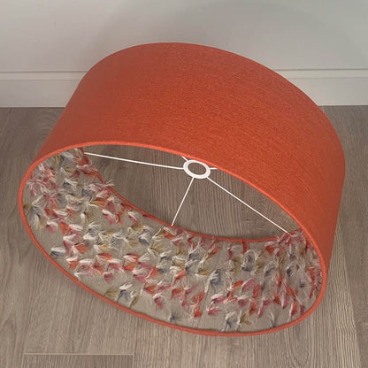 Jaffa Orange Pendant Shade with Fluffy Rainbow Lining