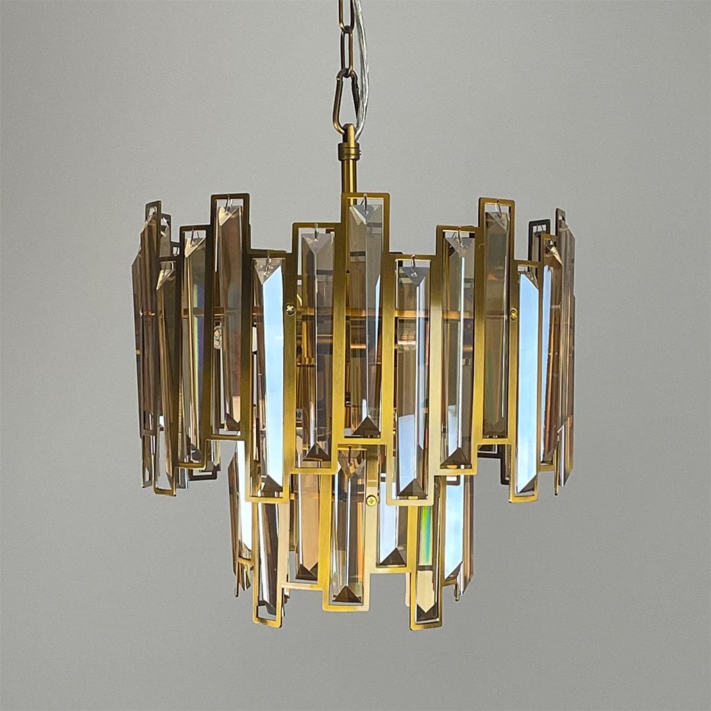 Cleo 6 Light Pendant with Amber Glass