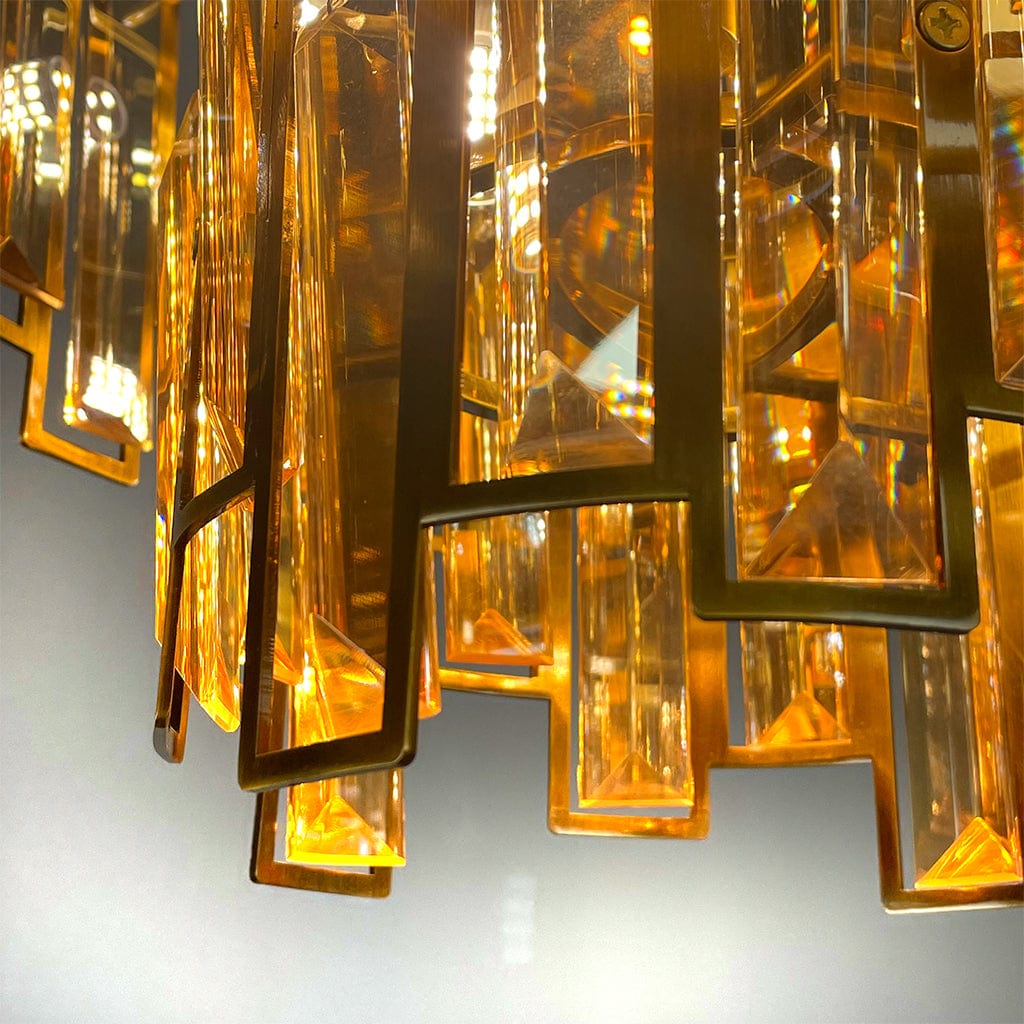 Cleo 6 Light Pendant with Amber Glass