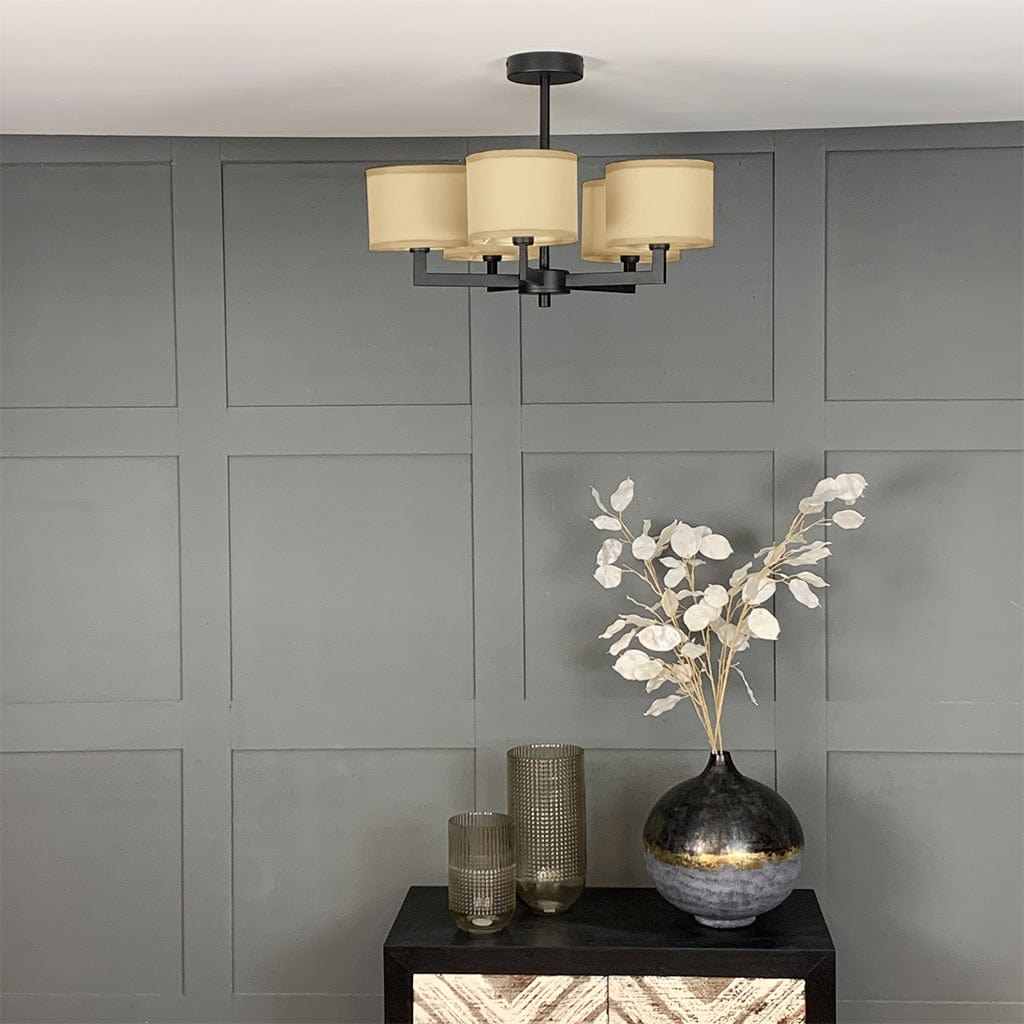 Hallburn Matt Black 5 Light Ceiling Fitting