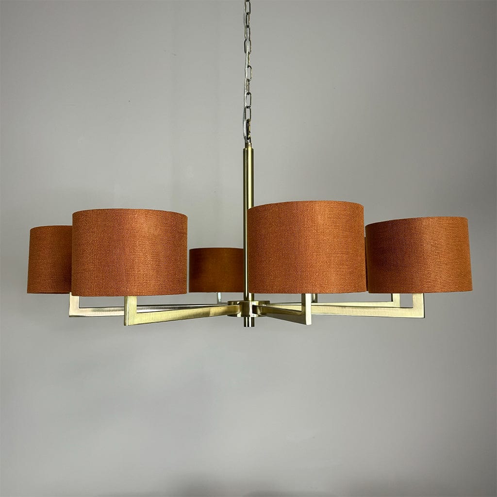 Hallburn 8 Light Antique Brass with Mineral Spice Shades