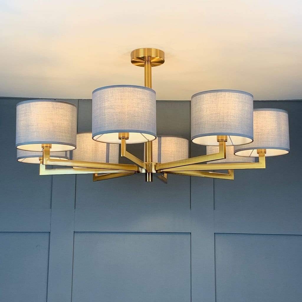 Hallburn Large Antique Gold 8 Light Ceiling Fitting