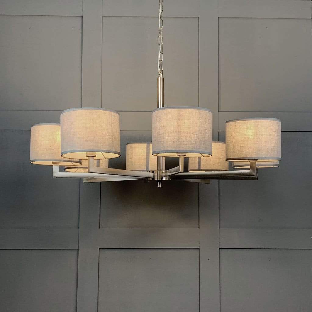 Hallburn Large Brushed Steel 8 Light Ceiling Fitting