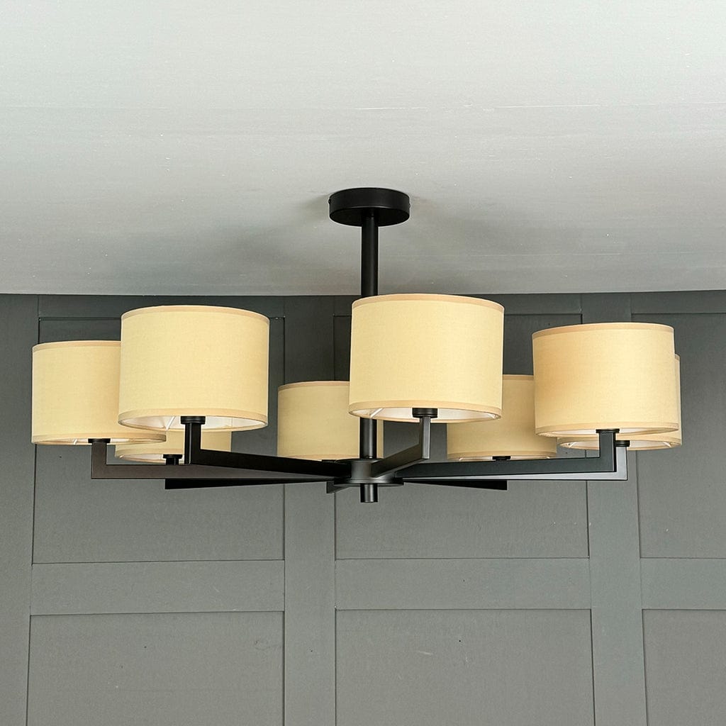Hallburn Large Matt Black 8 Light Ceiling Fitting