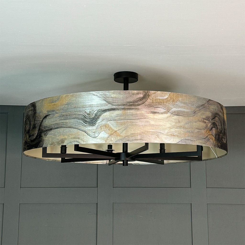 Circa 8 Light Matt Black with Tessuto Nero