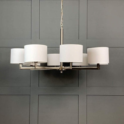 Hallburn Large Brushed Steel 8 Light Ceiling Fitting