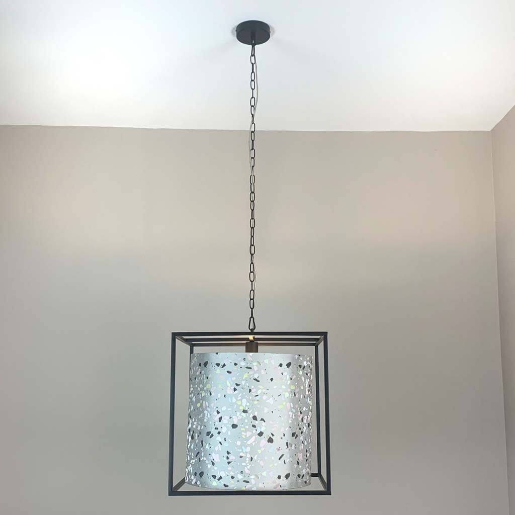 The Box Pendant with Terrazzo Pastel Bespoke Shade