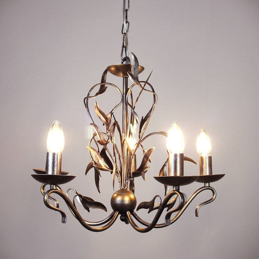 Eden 5 Light Antique Silver Foliage Chandelier