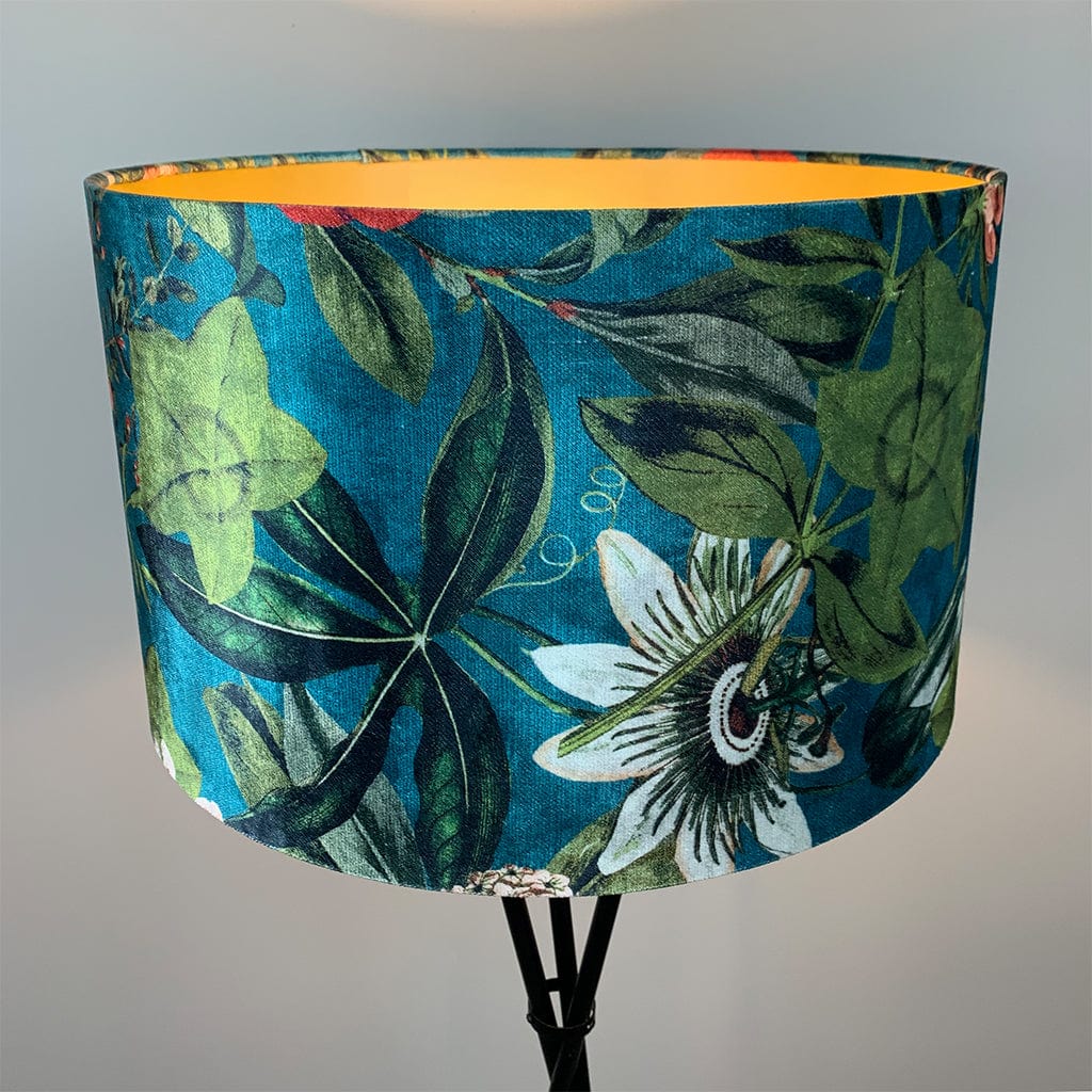 Black Brondby Tripod Floor Lamp with Passiflora Kingfisher Shade