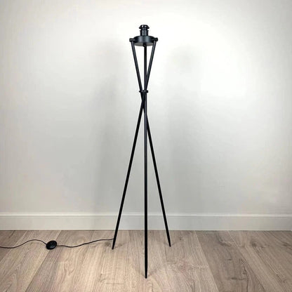 Matt Black Brondby Tripod Floor Lamp with Velvet Tropical Shade