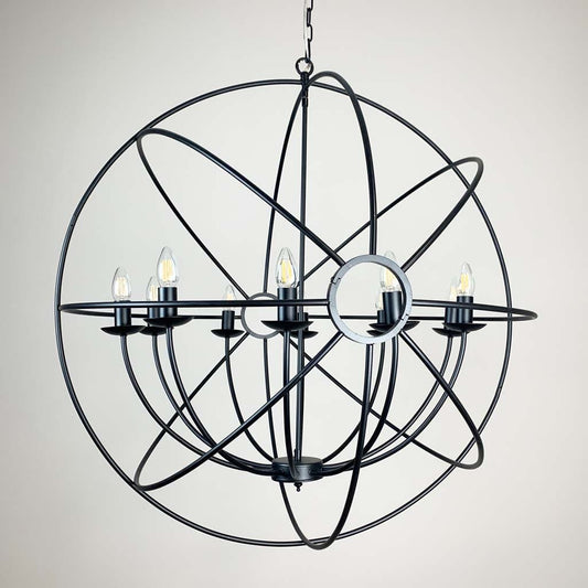 Orion 10 Light Black Spherical Chandelier