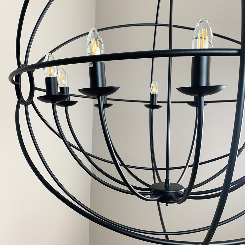 Orion 10 Light Black Spherical Chandelier