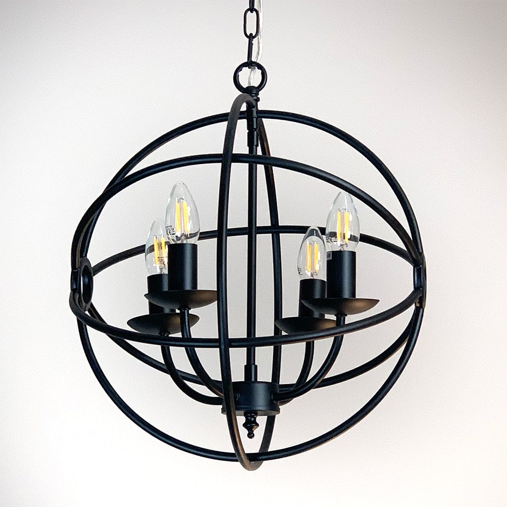 Orion 4 Light Black Spherical Chandelier