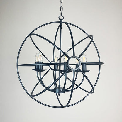 Orion 6 Light Black Spherical Chandelier