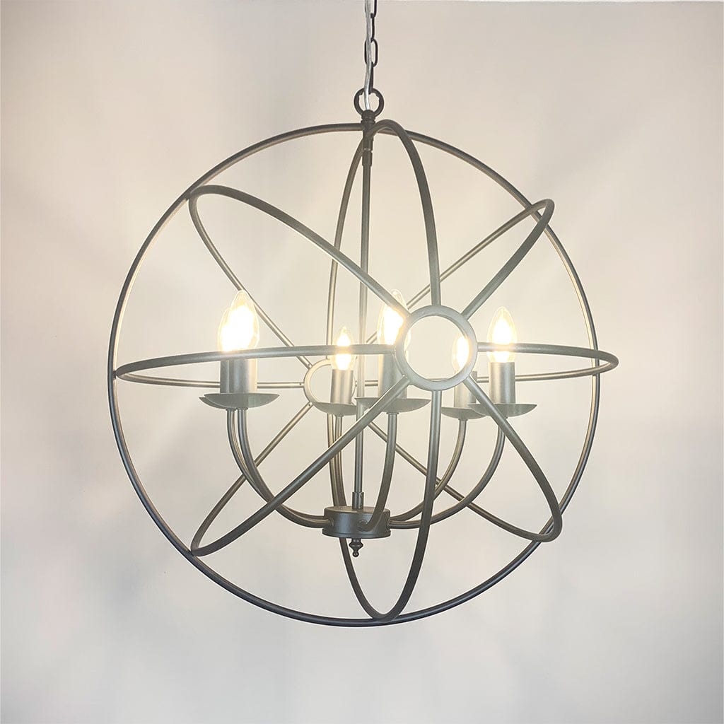 Orion 6 Light Black Spherical Chandelier