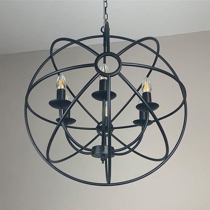 Orion 6 Light Black Spherical Chandelier