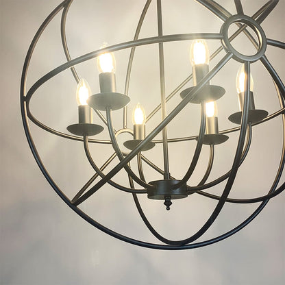 Orion 6 Light Black Spherical Chandelier