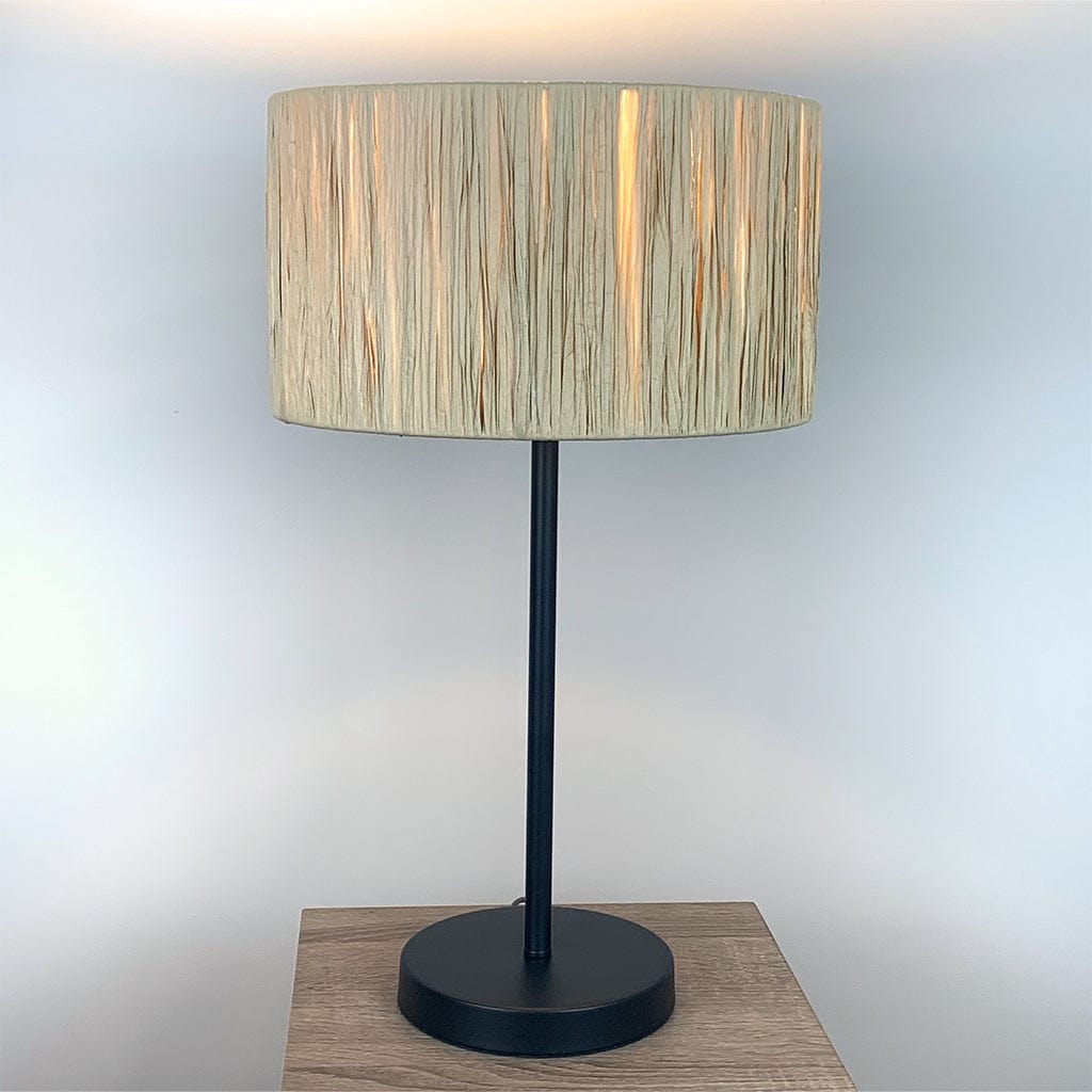 Belford Matt Black Table Lamp with Tilia Natural Raffia Shade