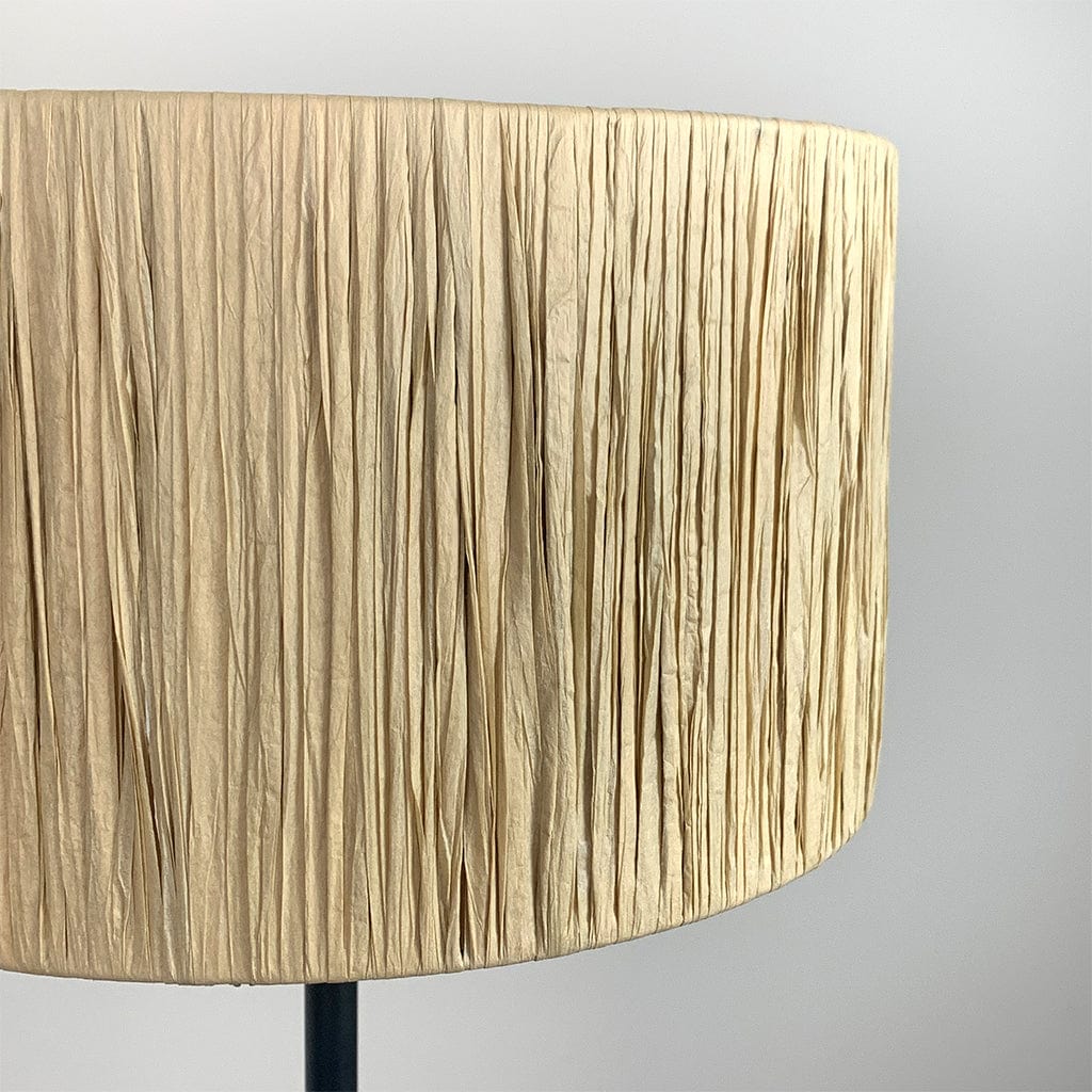 Belford Black Floor Lamp with Natural Raffia Shade