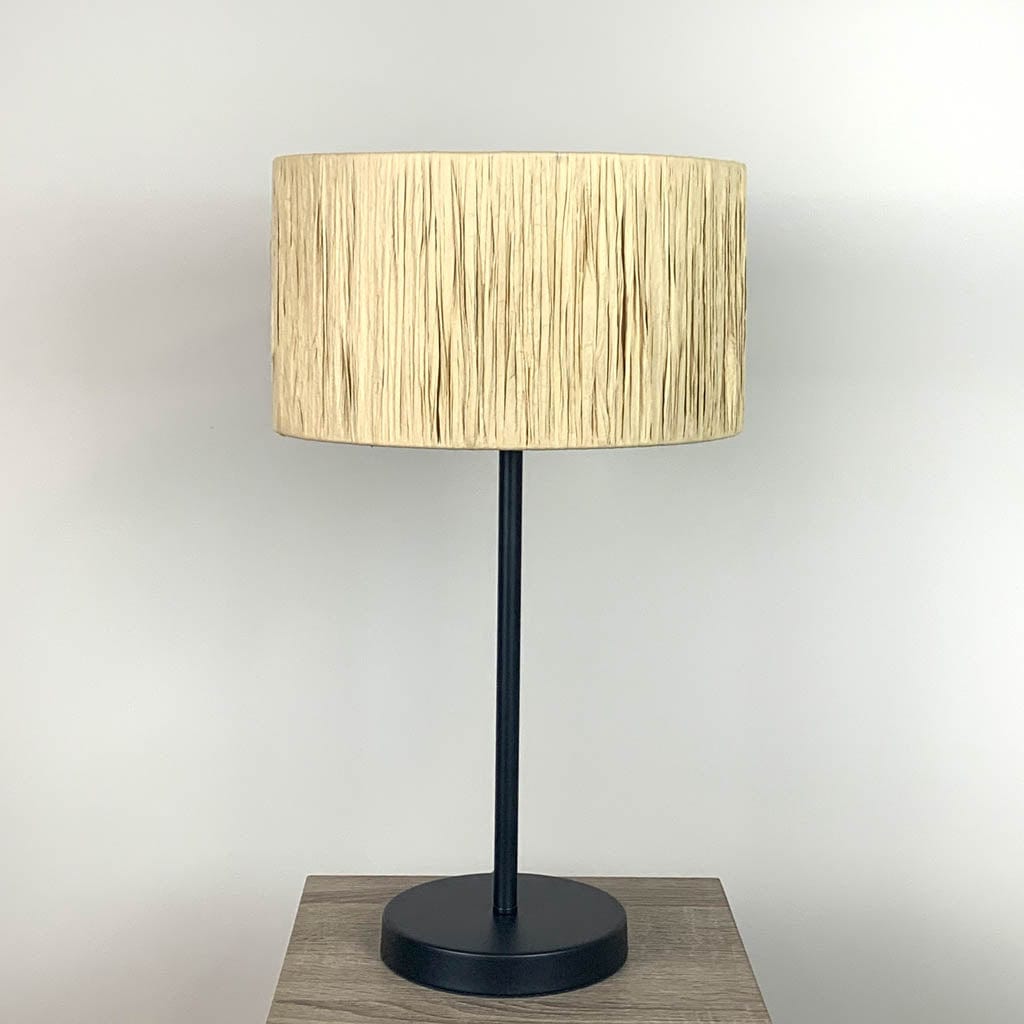 Belford Matt Black Table Lamp with Tilia Natural Raffia Shade