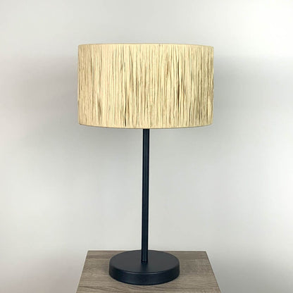 Belford Matt Black Table Lamp with Tilia Natural Raffia Shade