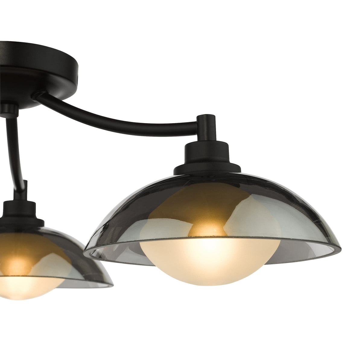 Ceiling light fixture with black and gold design on a white background