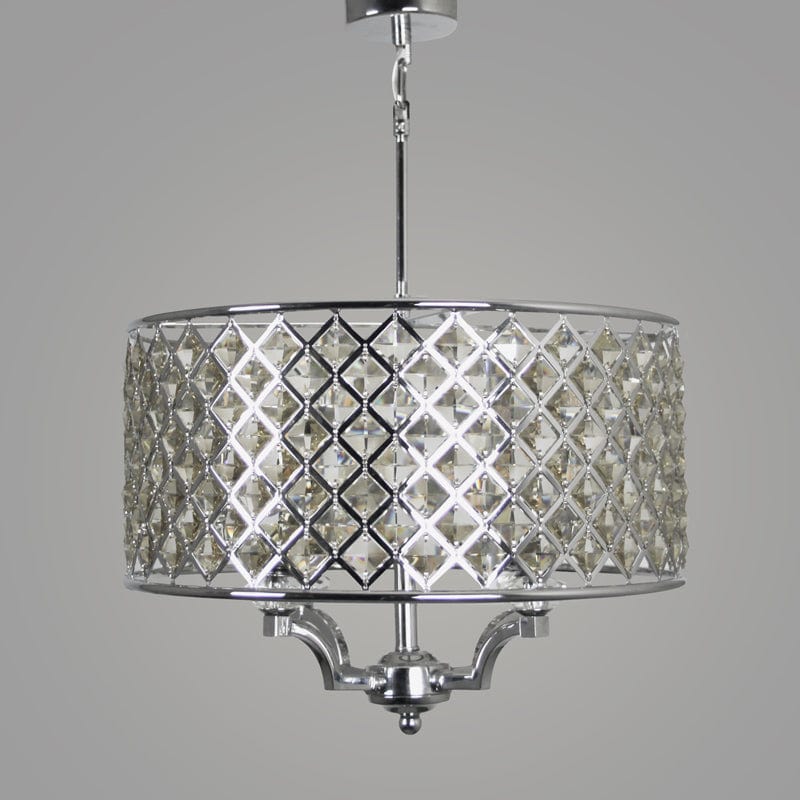 Karlin 4 Light Chrome Pendant with Cognac Crystal Glass