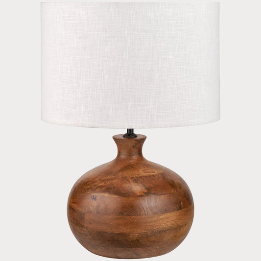 Kiah Brown Oiled Finish Mango Wood Round Table Lamp Base