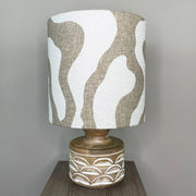 Kingsbury Small White Wash Carved Table Lamp with Sigrid Birch Boucle Shade