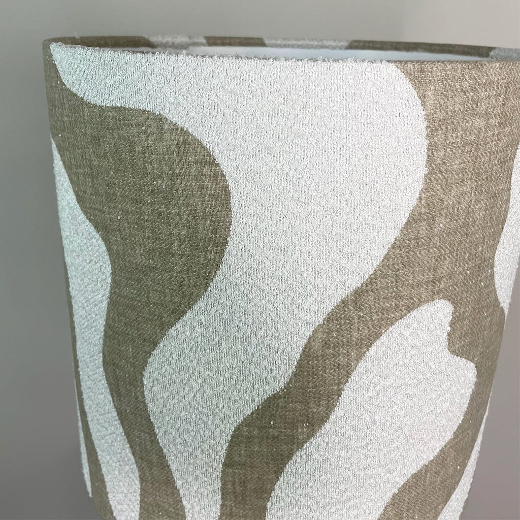 Kingsbury Small White Wash Carved Table Lamp with Sigrid Birch Boucle Shade