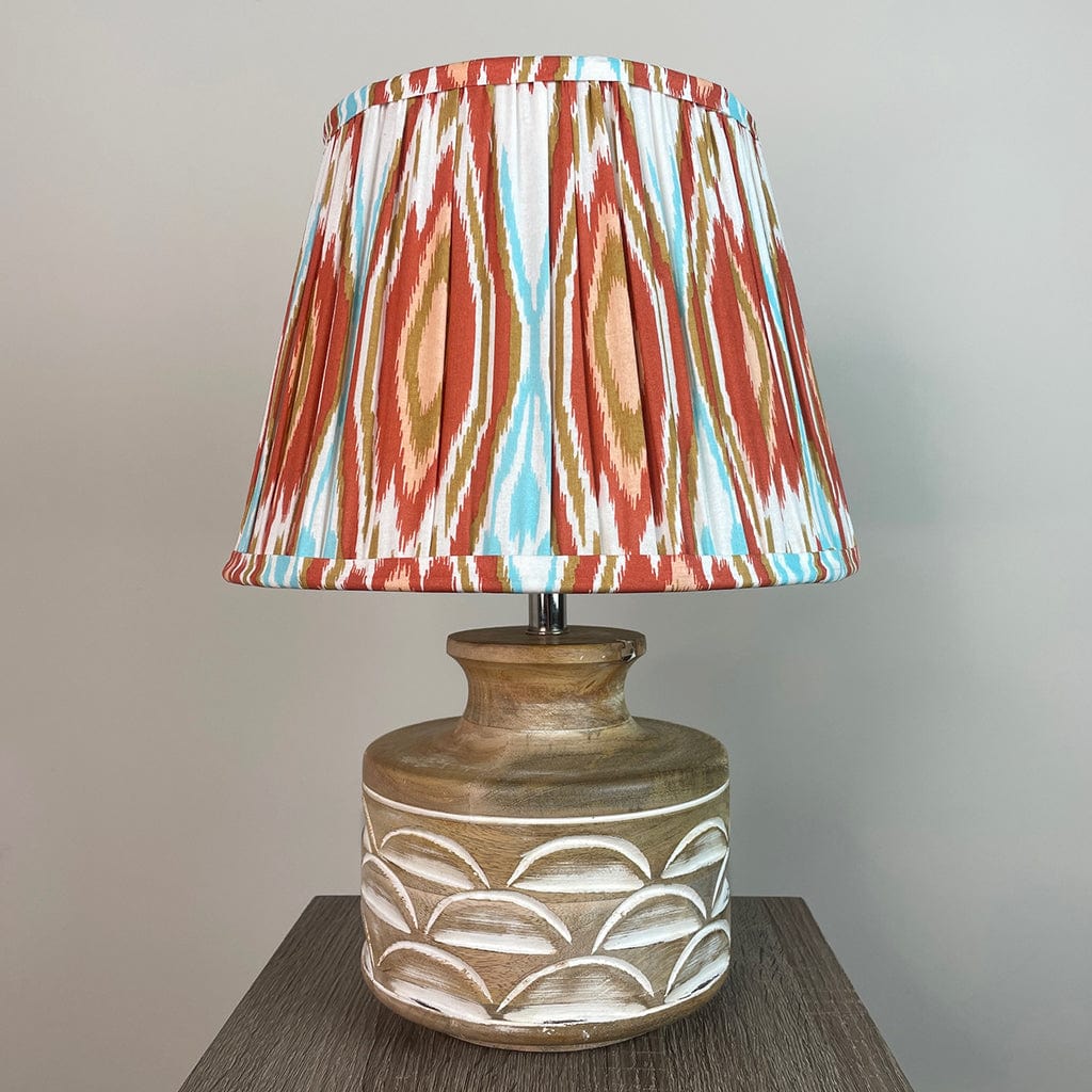 Kingsbury Small White Wash Carved Wood Table Lamp