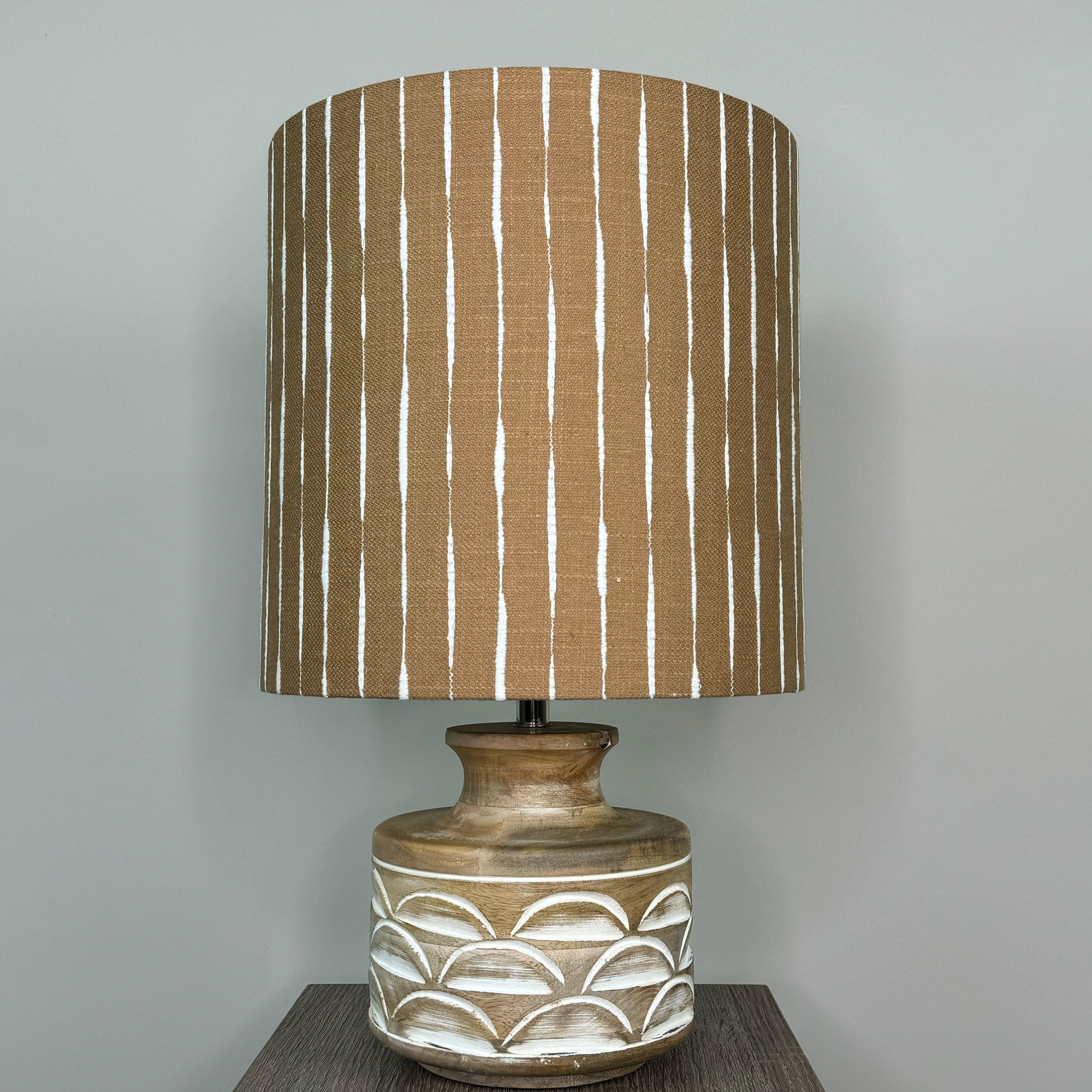 Kingsbury Small White Wash Carved Table Lamp with Luis Desert Shade