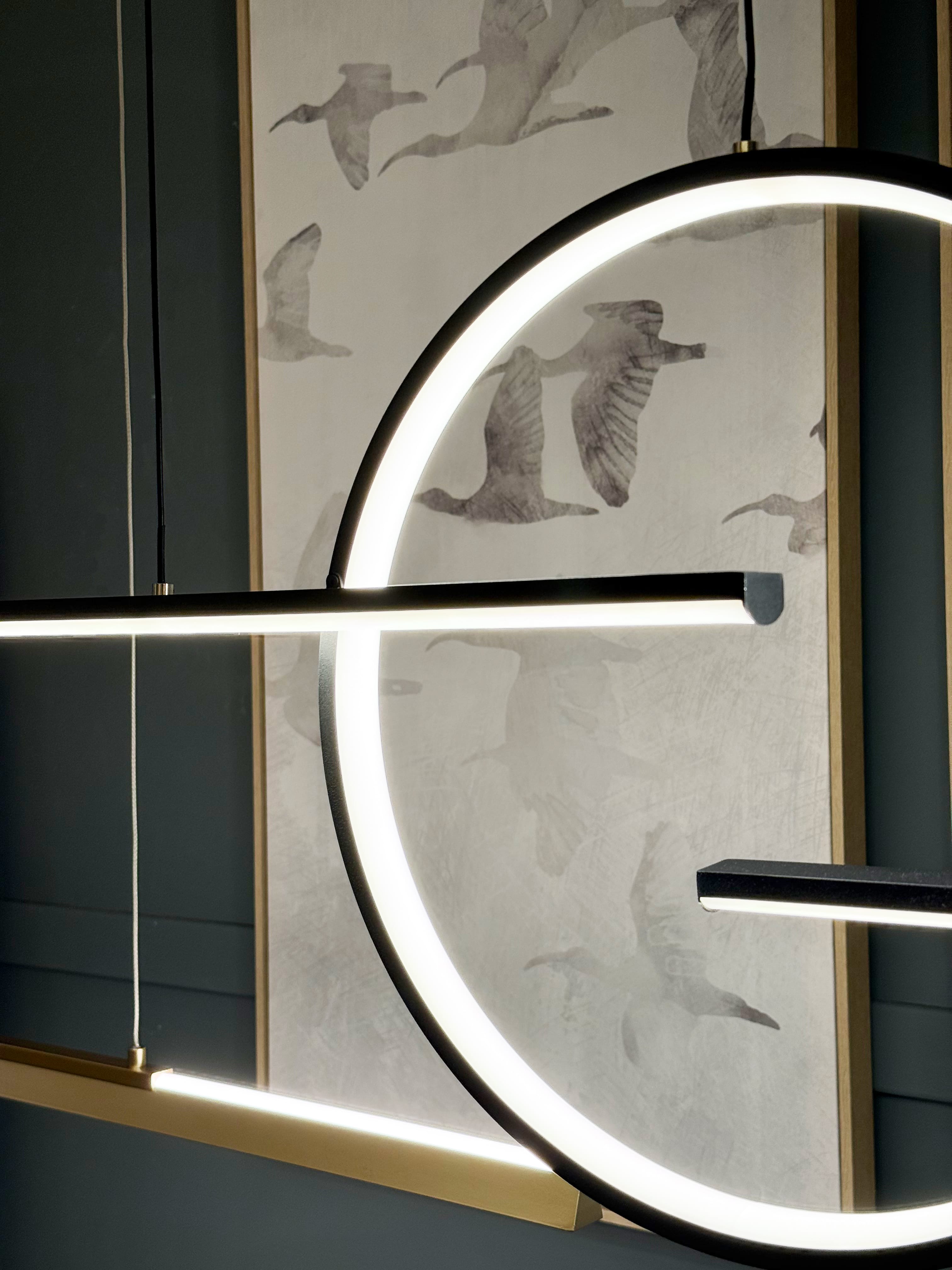 Central Loop Linear LED Pendant Matt Black