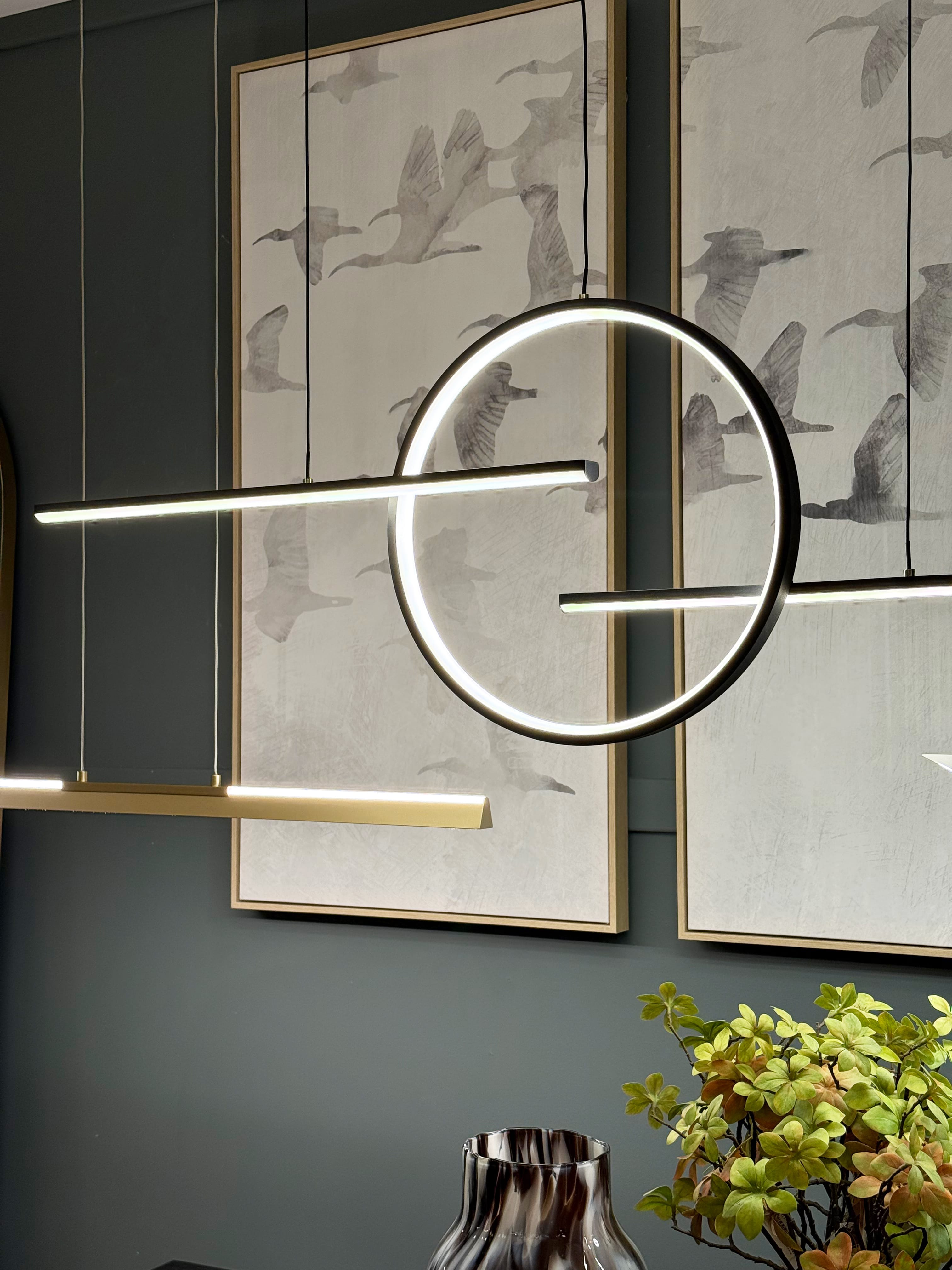 Central Loop Linear LED Pendant Matt Black