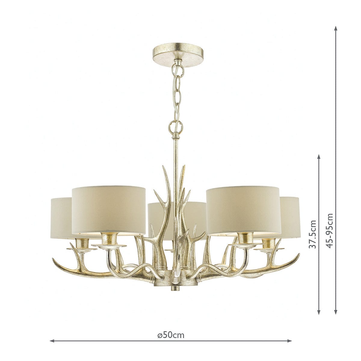 Mulroy 5 Light Antler Chandelier with Shades