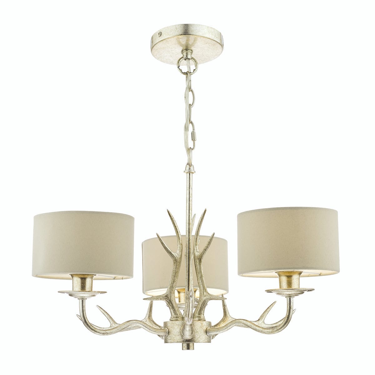 Mulroy 3 Light Champagne Antler Chandelier with Shades